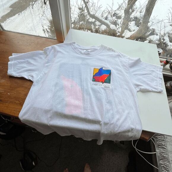 Vintage Cabo San Lucas Dolphin Graphic Tee Mexico Tourist Shirt Y2K Size L - Picture 7 of 11